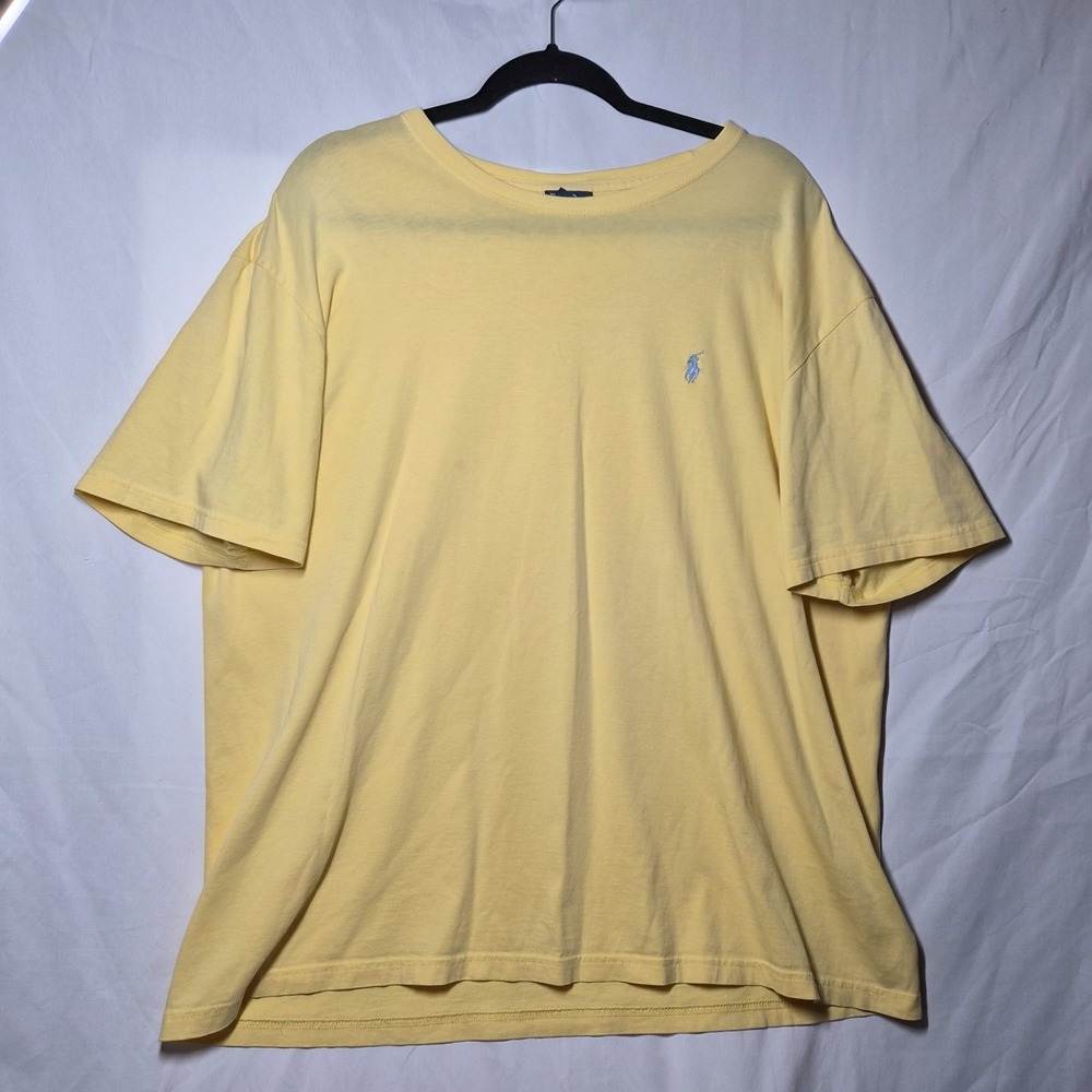 Ralph‎ Lauren T Shirt Yellow Size XL Blue Pony Logo Casual